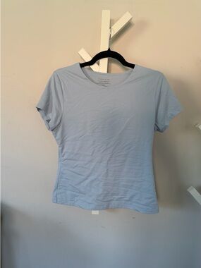 Tahari Pastel Blue Short Sleeve Crewneck Tee
